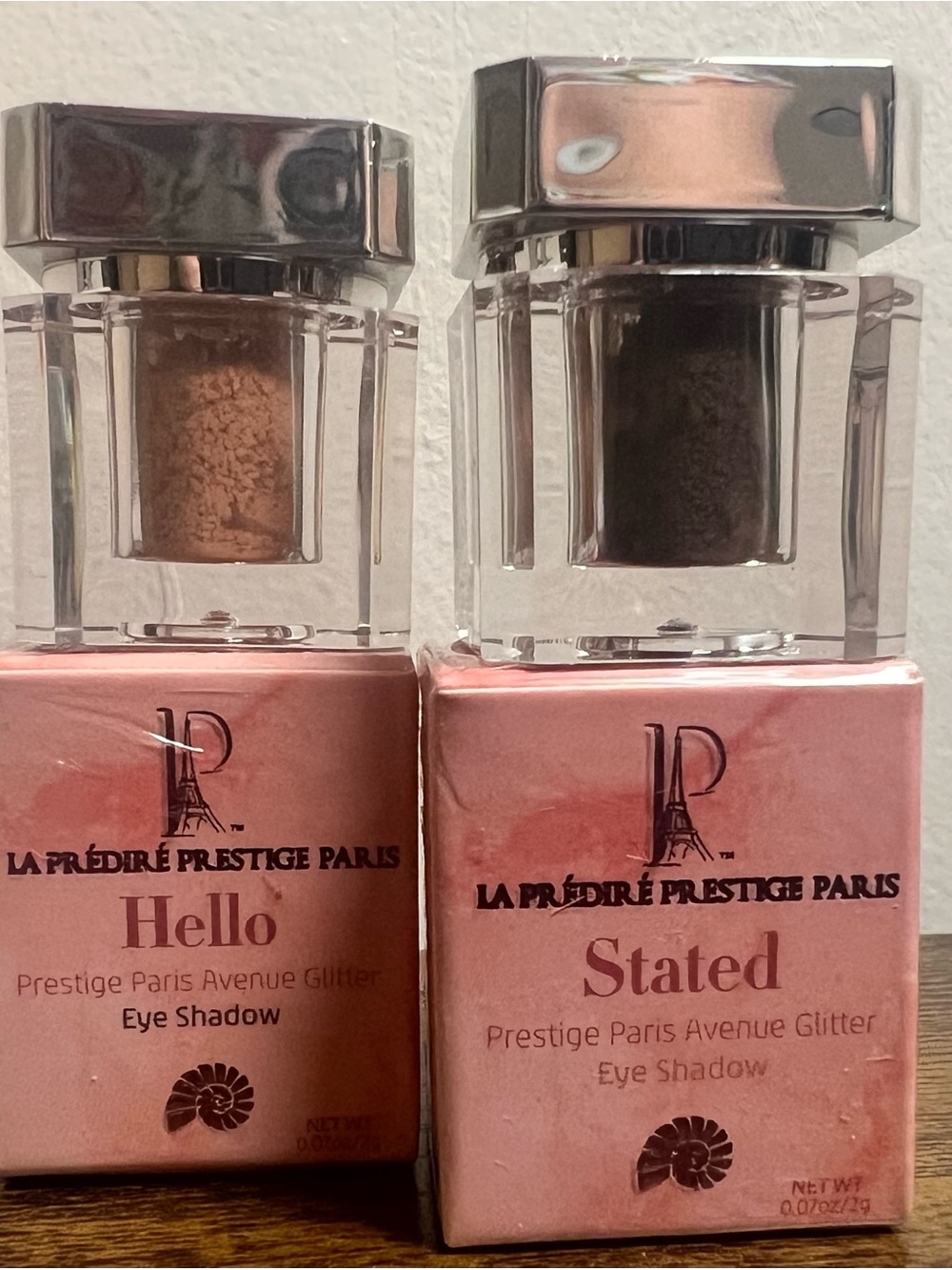 La Prédire Paris Glitter Eye Shadow Duo - “Hello” Brown & “Stated” Nude Shimmer
